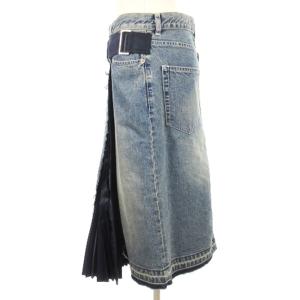 sacai ドッキング プリーツ デニムスカート 19-04576 インディゴ ネイビー 2