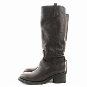 BUTTERO ロングブーツ 靴 ヒール ラウンドトゥ 37 24cm相当 茶 ブラウン