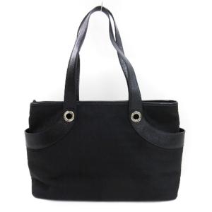 BVLGARI トート バッグ ロゴマニア レザー キャンバス イタリア製 黒 ブラック SM3