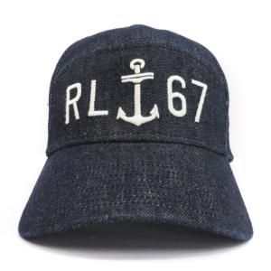 POLO RALPH LAUREN キャップ デニム アンカー刺繍 イカリ RL 67 コットン インディゴ 58cm SM3