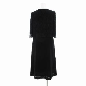 Chloe FORMAL ドッキング ワンピース フォーマル 礼服 ミモレ ロング丈 五分袖 レース 9AR M 黒 ブラック