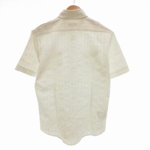 BURBERRY BLACK LABEL ストライプ シャツ カジュアル 半袖 ロゴ刺繍 3 L 白 ホワイト