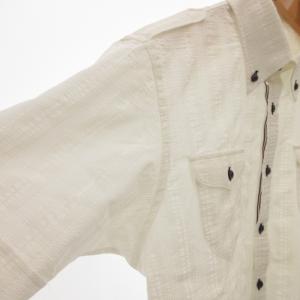 BURBERRY BLACK LABEL ストライプ シャツ カジュアル 半袖 ロゴ刺繍 3 L 白 ホワイト