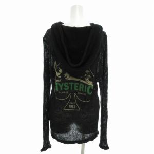 HYSTERIC GLAMOUR ガール プリント ニットパーカー フーディー ジップアップ F 黒 ブラック 0151CF02