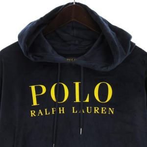 POLO RALPH LAUREN ブラッシュドベロアロングスリーブ パーカー ロゴ プリント RM8-y006 ネイビー L