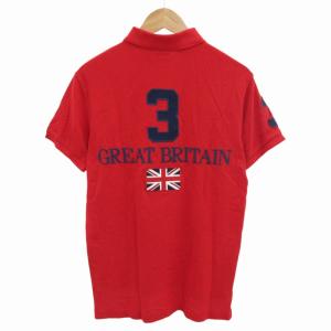 POLO RALPH LAUREN 美品 ポロシャツ カットソー ワッペン ビッグポニー刺繍 半袖 M 赤 レッド