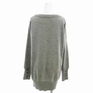 BURBERRY BLUE LABEL チュニック ニット ロゴ刺繍 ウール 裾ボタン 長袖 38 M グレー