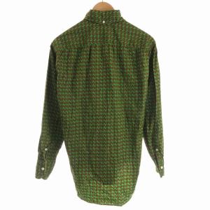 EVISU ボタンダウンシャツ 総柄 コットン 長袖 38 M 緑 グリーン