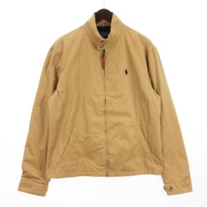 スイングトップ 裏地チェック ロゴ 刺繍 ジップアップ コットン ベージュ S SM3