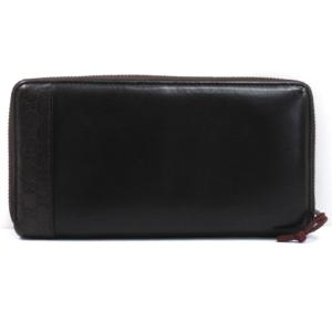 GUCCI 長財布 ラウンドファスナー レザー イタリア製 256439 茶 ダークブラウン