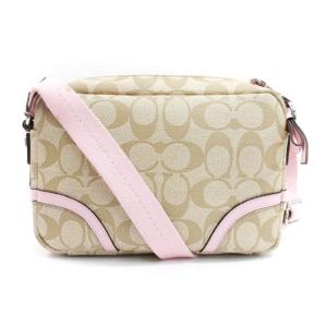 COACH シグネチャー ショルダーバッグ カメラバッグ ベージュ ピンク 241108E 鞄