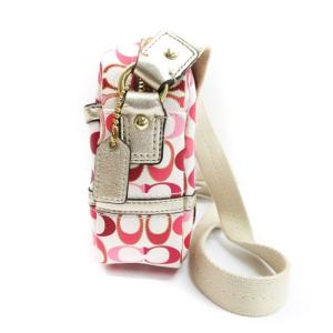 COACH シグネチャー ショルダーバッグ カメラバッグ ホワイト ピンク 241108E 鞄