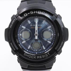 CASIO G-SHOCK 腕時計 アナデジ 電波 ソーラー クロノグラフ デイト AWG-M100SB-2AJF ブラック 文字盤ネイビー SM3