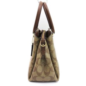 COACH 良品 シグネチャー ミニセージ 2WAY ショルダーバッグ ハンド F29434 茶 ブラウン