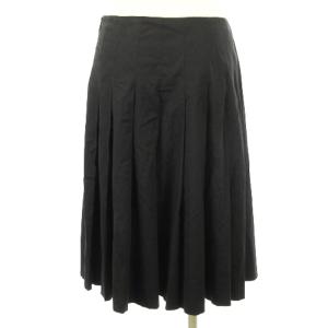 miumiu タック フレア スカート ひざ丈 ブラック 40 AA GY09