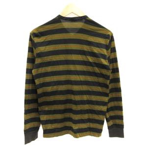 PAUL SMITH バンドカラーシャツ ボーダー 長袖 L 緑 グリーン 黒 ブラック