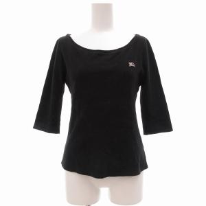 カットソー 七分袖 ボートネック 刺しゅう ホースロゴ 38 S 黒 ブラック