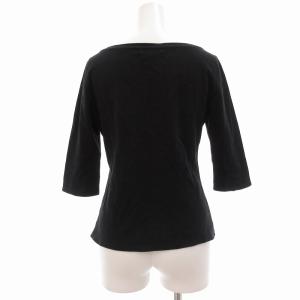 BURBERRY BLUE LABEL カットソー 七分袖 ボートネック 刺しゅう ホースロゴ 38 S 黒 ブラック