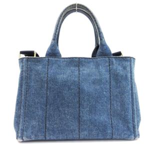 PRADA デニム カナパ  2way バッグ 三角プレート インディゴ