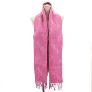 COACH マフラー ショール 総柄 ウール ピンク AA