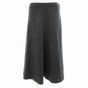 フレアスカート ロング ミモレ ウール サイドジップ L グレー