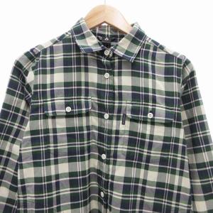 mont-bell 美品 ネルシャツ ロング チェック柄 長袖 M 緑 グリーン