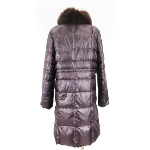 Aquascutum ダウン ロング コート ファー パープル 241128E GY09