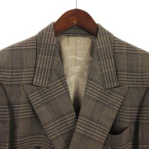HUGO BOSS テーラードジャケット チェック ダブル 総裏 ウール 茶系 ブラウン系 46 アウター