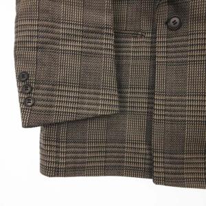 HUGO BOSS テーラードジャケット チェック ダブル 総裏 ウール 茶系 ブラウン系 46 アウター
