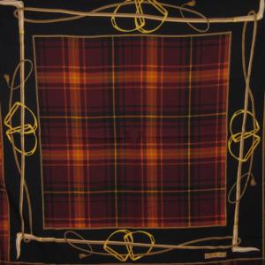 GUCCI 大判 ストール 馬具 チェック フリンジ イタリア製 ウール 茶系 ブラウン系 SM3