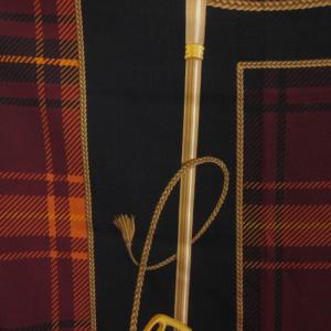 GUCCI 大判 ストール 馬具 チェック フリンジ イタリア製 ウール 茶系 ブラウン系 SM3