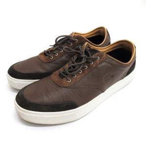 LACOSTE レザー スニーカー 切替 9.5 ブラウン 241126E 靴