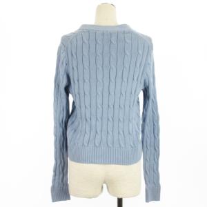 POLO RALPH LAUREN ケーブルニット カーディガン ショート丈 ライトブルー L
