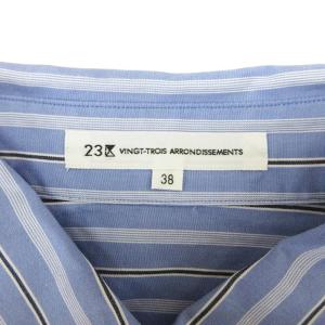 23区 22SS シャツ ワンピース 長袖 ストライプ 38 ブルー 241210E