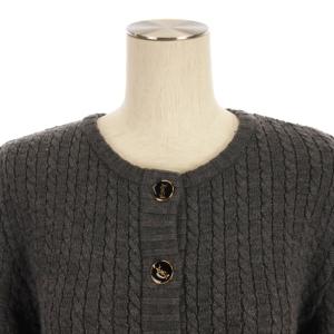 YVES SAINT LAURENT ヴィンテージニット カーディガン ロゴボタン ウール グレー L