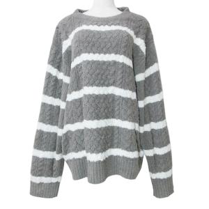 gelato pique セットアップ ルームウェア ボーダーアランプルオーバー 長袖 パンツ グレー ホワイト F GY99