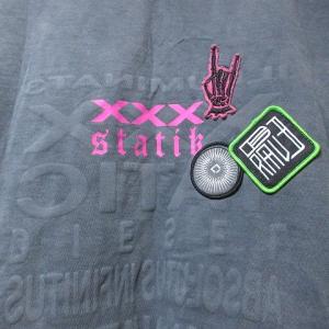 DIESEL プリント Tシャツ カットソー インサイドアウト 半袖 ワッペン USED加工 L グレー GY99