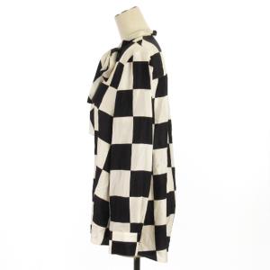 Grace Class シアー チェック シャツ ブラウス 長袖 シルク ホワイト ブラック 36