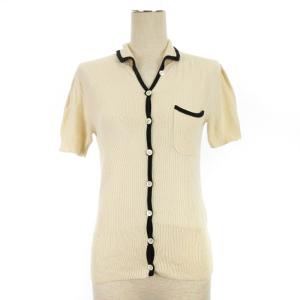 ニット カーディガン 半袖 シルク アイボリー M 241226E