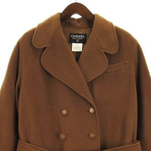 CHANEL 95A ヴィンテージ カシミヤ ロング コート ココボタン ブラウン 40