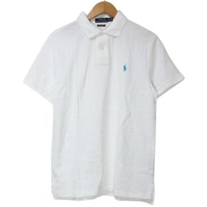 美品 ポロシャツ 半袖 鹿の子 ポニー ワンポイント カスタムスリムフィット M 175 96A 白 ホワイト GY99 X