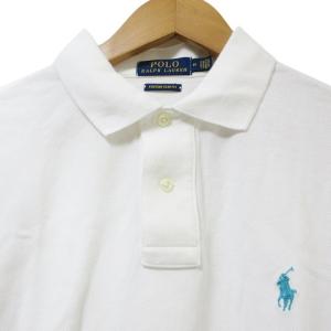 POLO RALPH LAUREN 美品 ポロシャツ 半袖 鹿の子 ポニー ワンポイント カスタムスリムフィット M 175 96A 白 ホワイト GY99 X