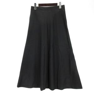ウール ロング フレア スカート ブラック S 250109E