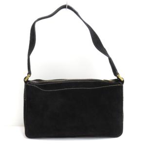 LEONARD スエード ハンドバッグ 花柄刺繍 ブラック