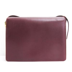 Cartier マストライン ショルダーバッグ レザー ボルドー AA