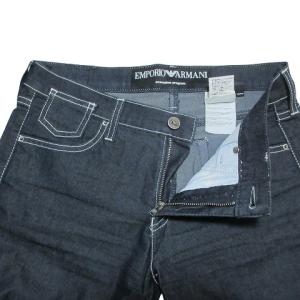 EMPORIO ARMANI デニム パンツ ジーンズ 薄手 セミフレア ワンポイント ステッチ 27 S相当 紺 ネイビー X