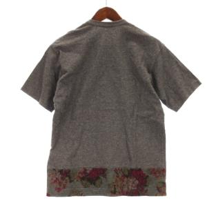 COMME des GARCONS HOMME 裾フワラープリント Tシャツ カットソー 半袖 コットン グレー M