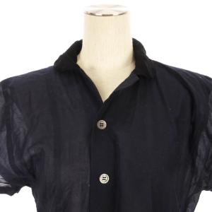 Tao コットン レース ワンピース ロング 半袖 ウエスト切替 ネイビー ブラック M