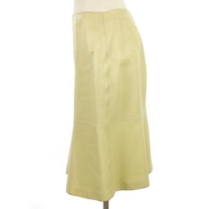 CHANEL 04A ラムレザー スカート ひざ丈 ロゴプレート フランス製 アイボリー 38