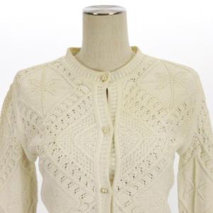 CHANEL 04S 編地 ニット カーディガン ココボタン ホワイト 38